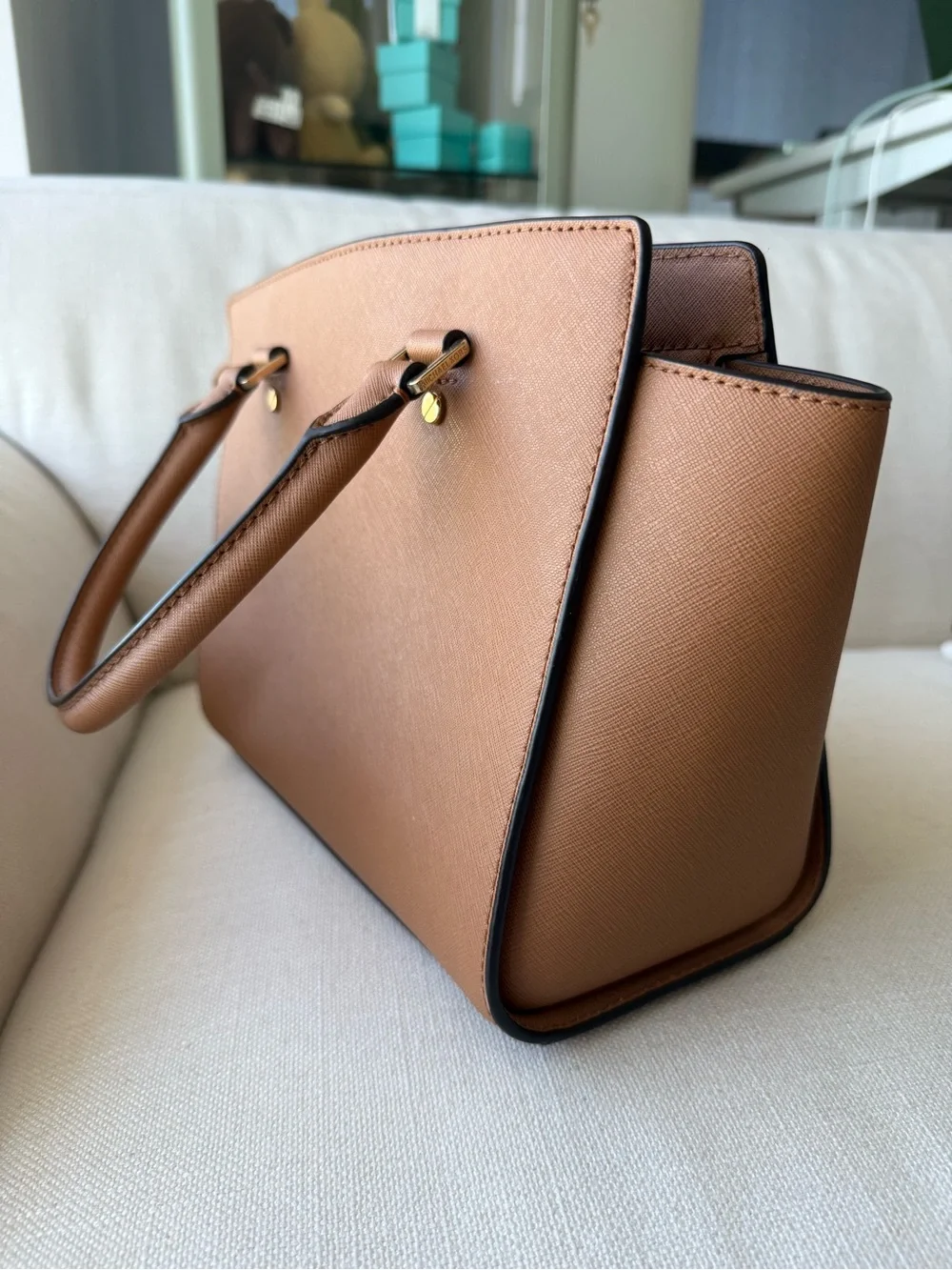 Michael Kors Salma Acorn Saffiano Leather Satchel with Gold Hardware